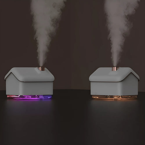 White igloo-shaped ultrasonic humidifier diffuser with USB cable and LED light