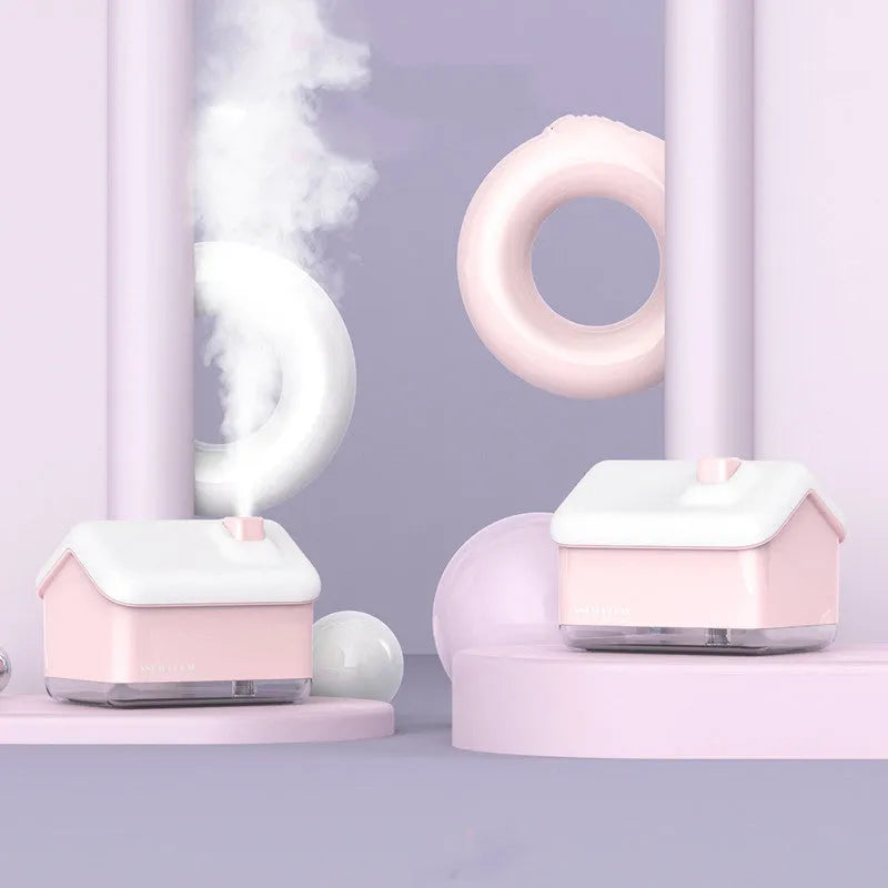 White igloo-shaped ultrasonic humidifier diffuser with USB cable and LED light