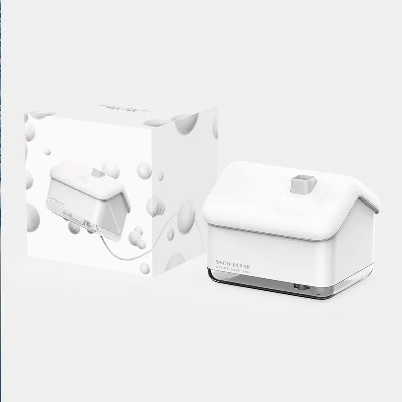 White igloo-shaped ultrasonic humidifier diffuser with USB cable and LED light
