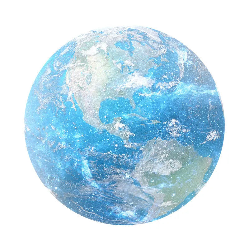 Round natural rubber mouse pad with planet pattern and silk cloth surface