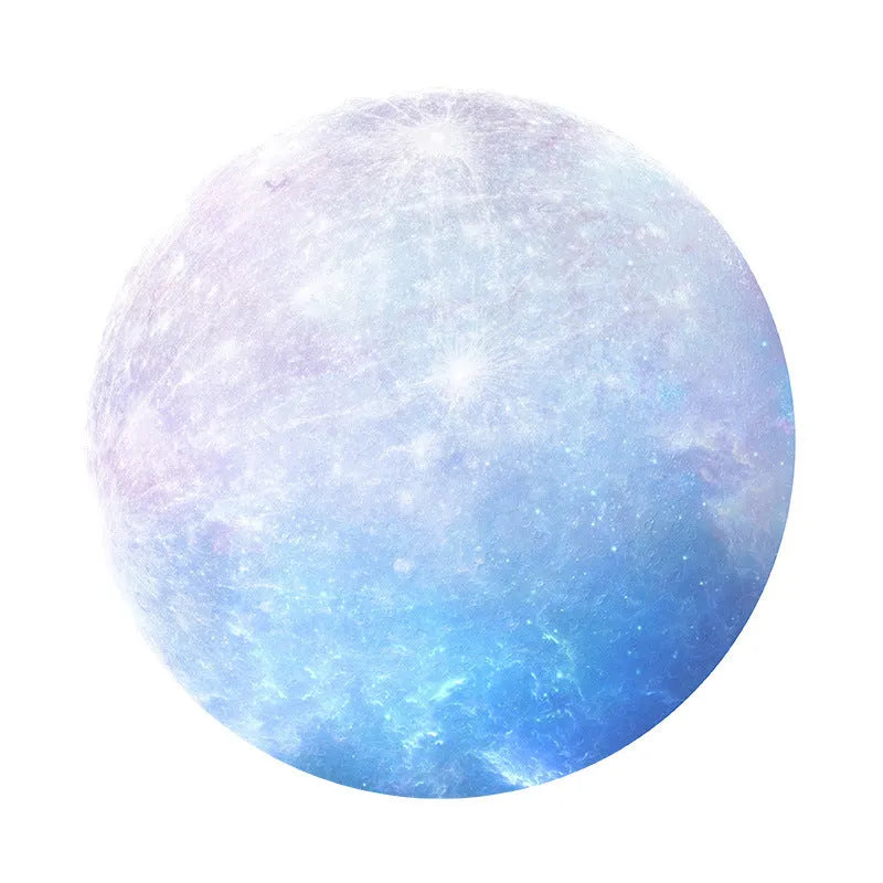 Round natural rubber mouse pad with planet pattern and silk cloth surface