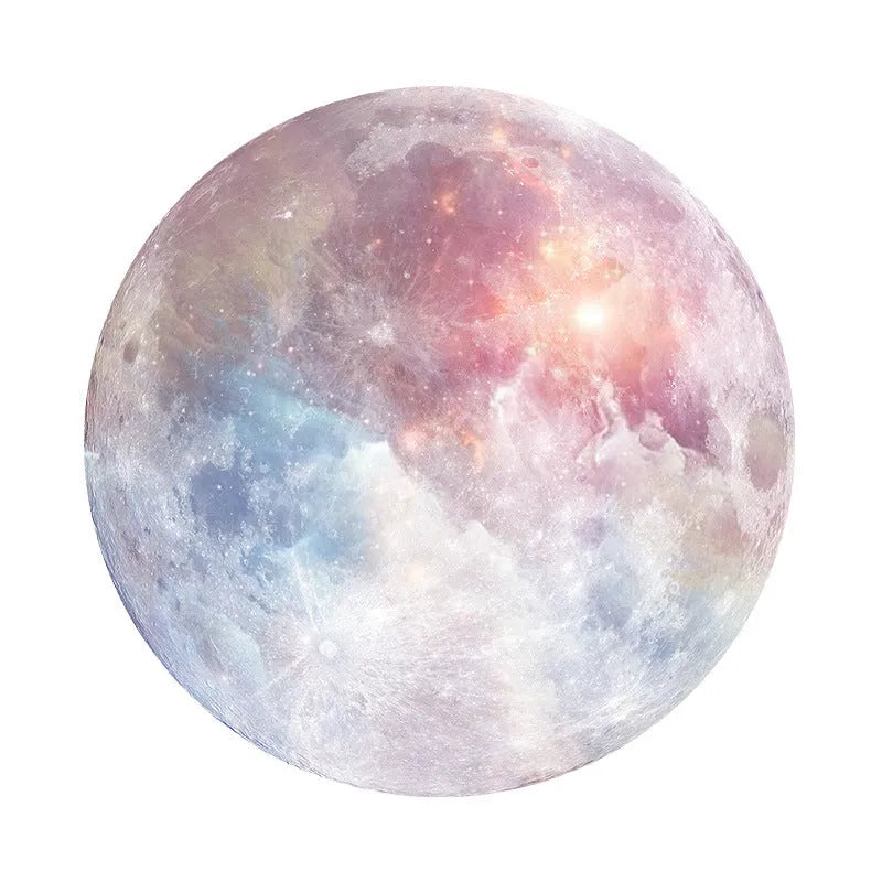 Round natural rubber mouse pad with planet pattern and silk cloth surface