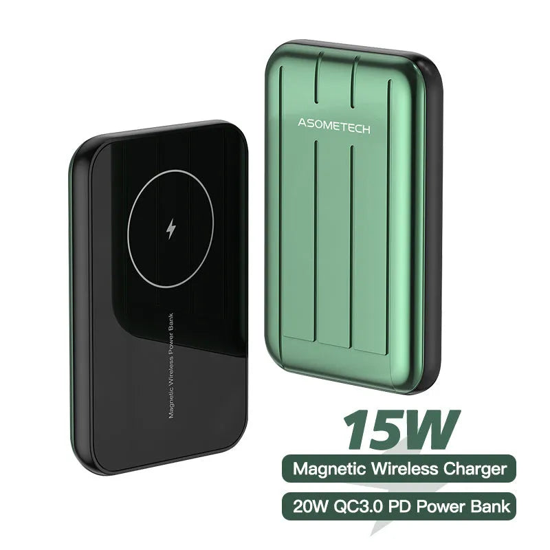 Wireless magnetic power bank for iPhone 12 with 5000mAh capacity in blue colour