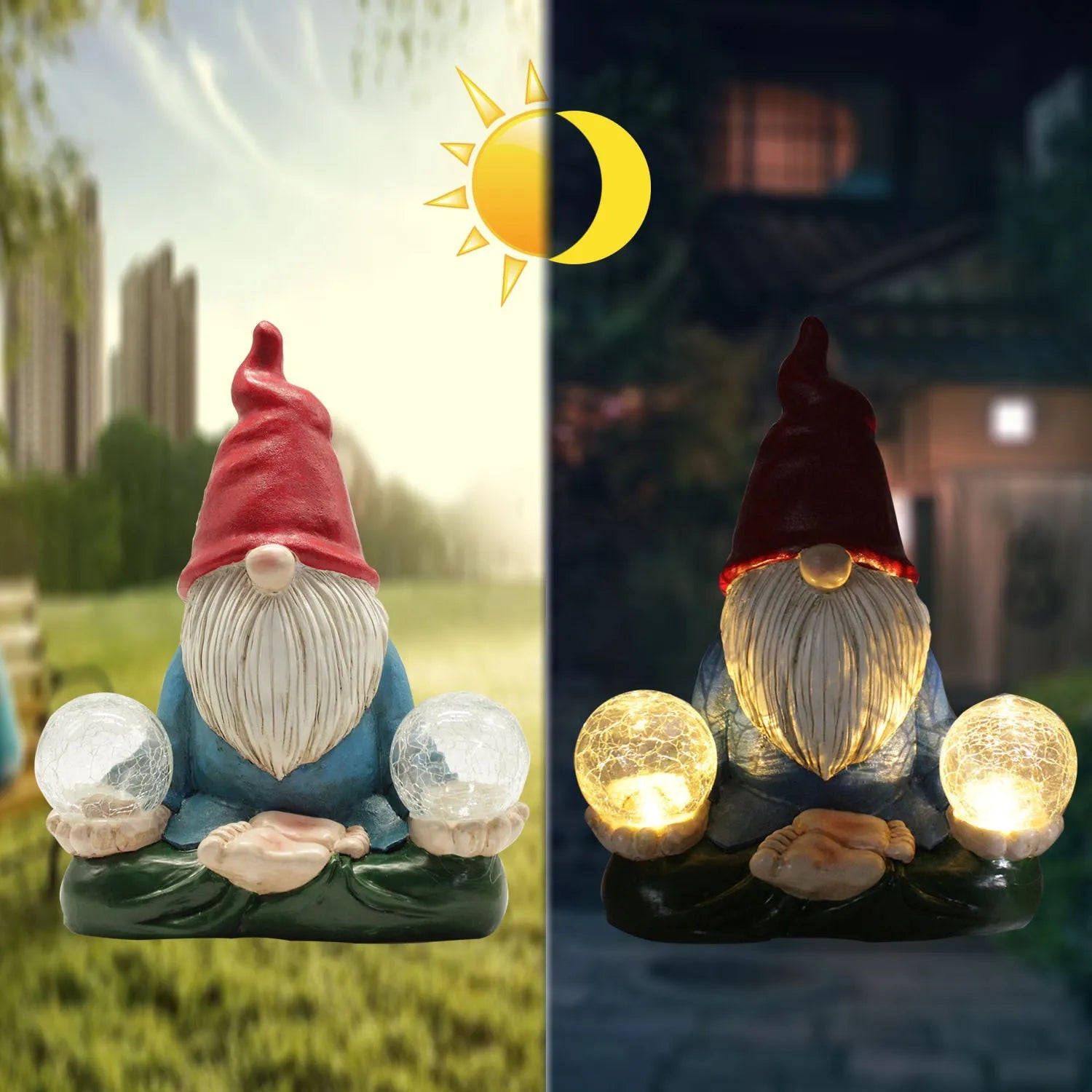 Solar LED resin garden ornament with dwarf doll figurine measuring 27x20cm for outdoor decoration