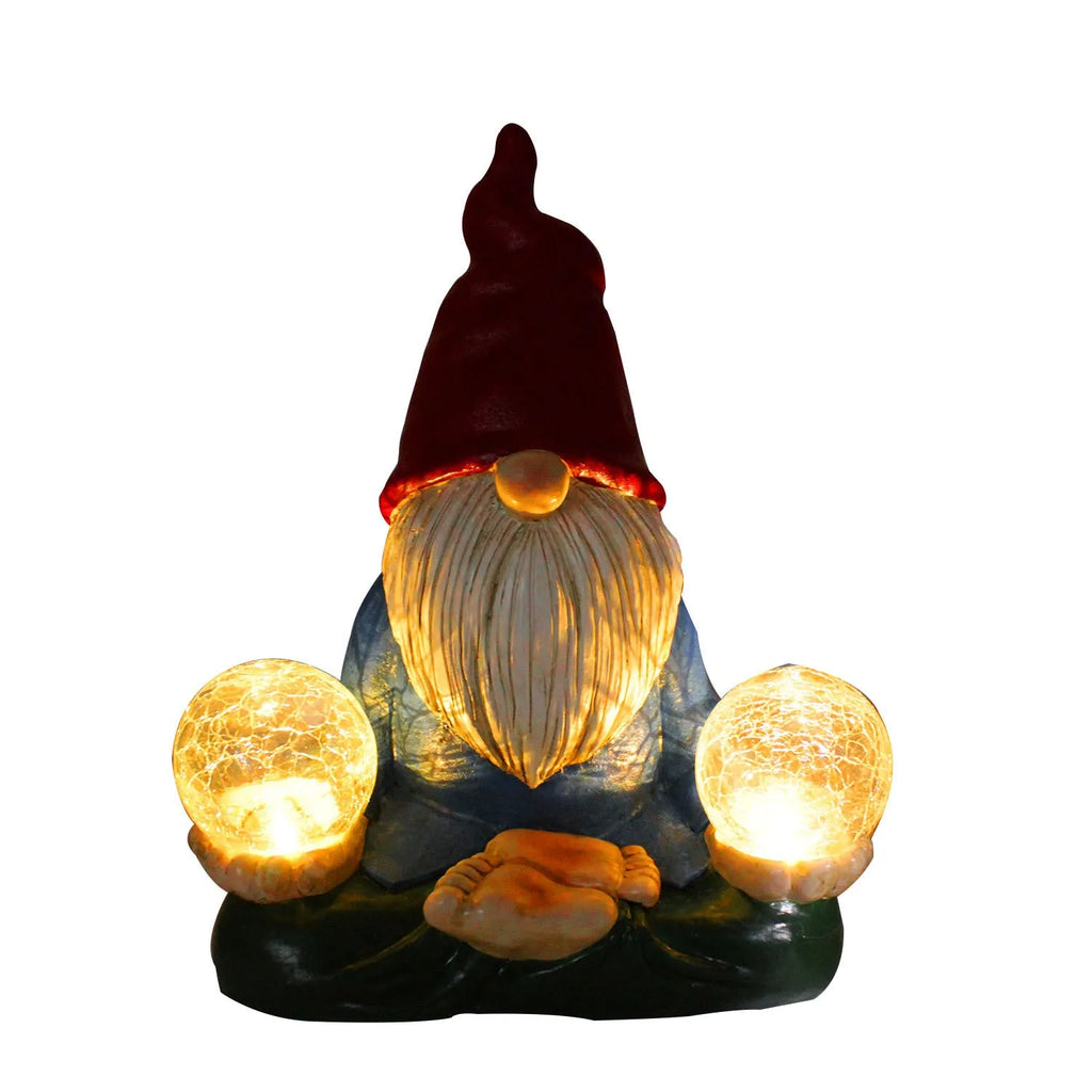 Solar LED resin garden ornament with dwarf doll figurine measuring 27x20cm for outdoor decoration