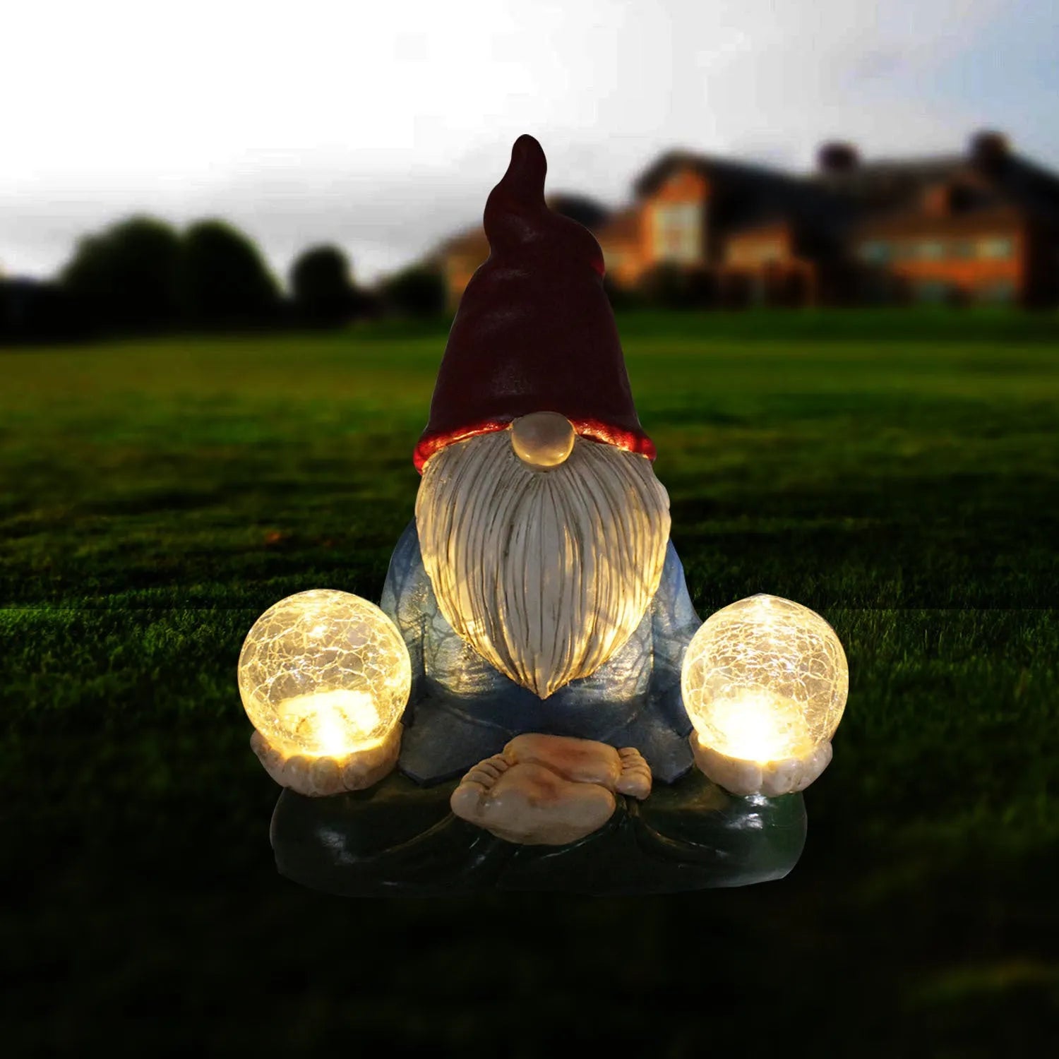Solar LED resin garden ornament with dwarf doll figurine measuring 27x20cm for outdoor decoration
