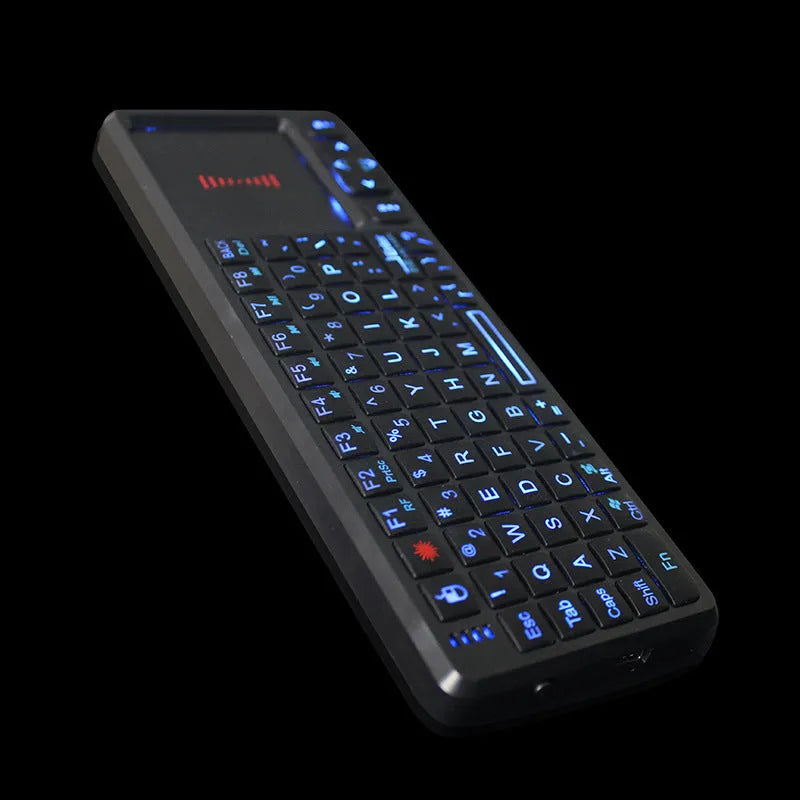 Black wireless laser teaching mini keyboard with touch screen measuring 151×59×12.5mm