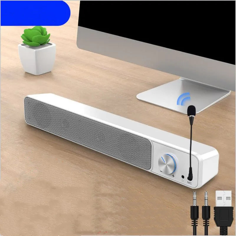 G18 series black and white desktop computer speakers with USB and Bluetooth connectivity options