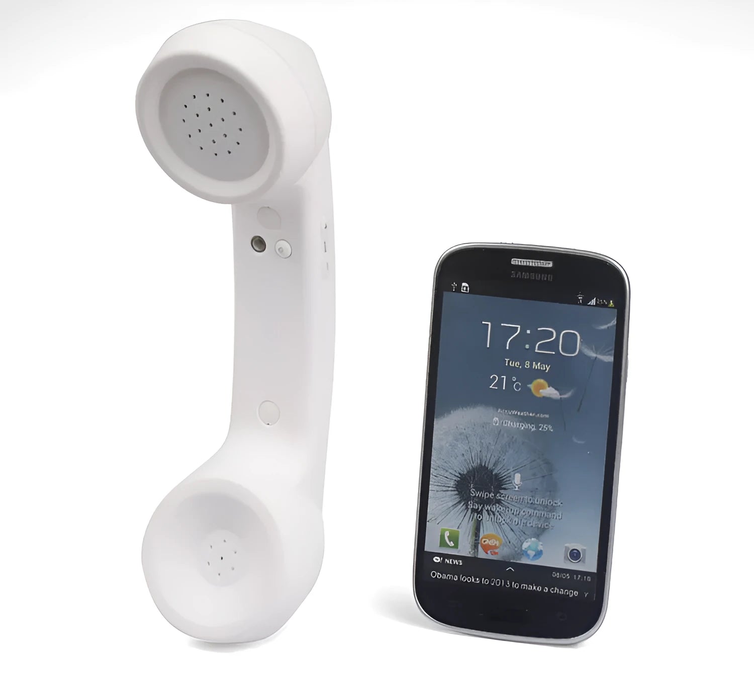 Retro-style Bluetooth wireless headset microphone in various colours with hanging ear design