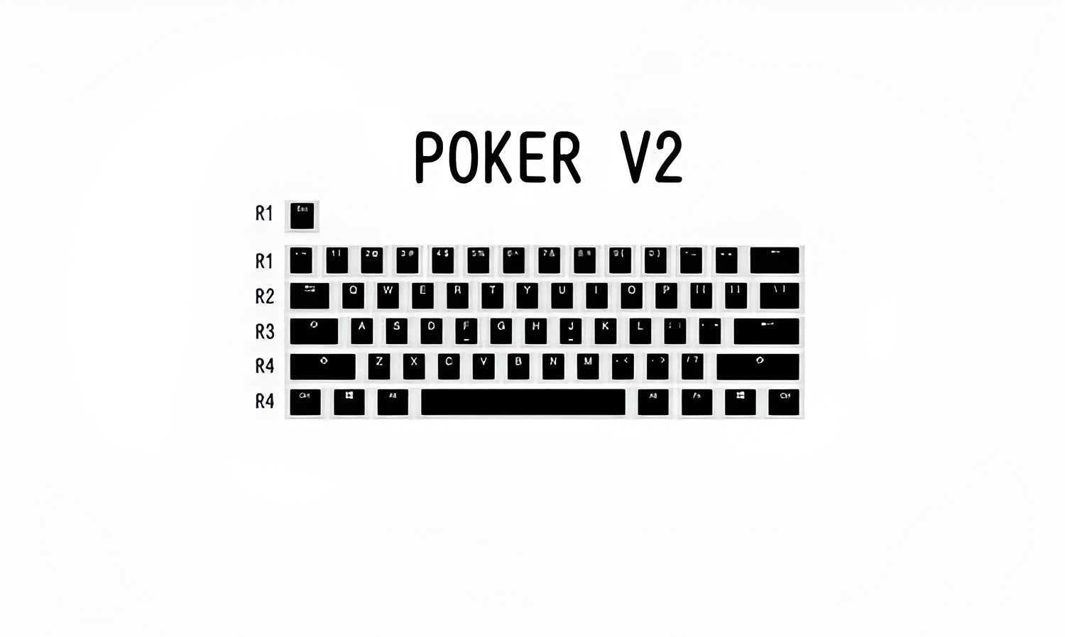 White and black PBT double-shot pudding keycaps for backlit mechanical keyboards.