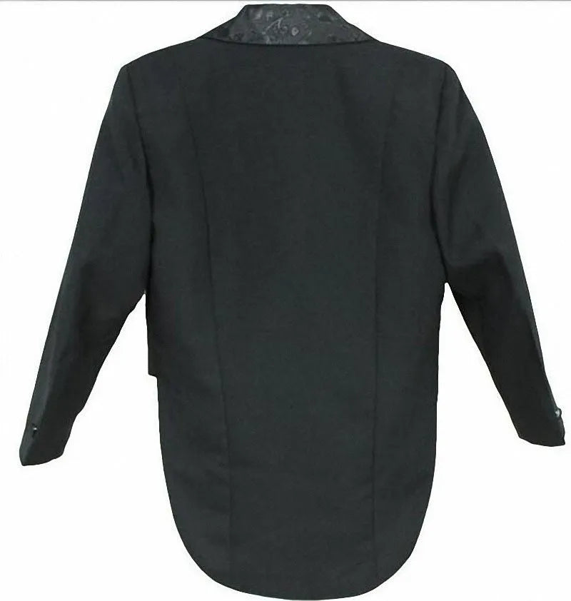 Children's formal suit set in black with long sleeves and trousers, isolated on white background