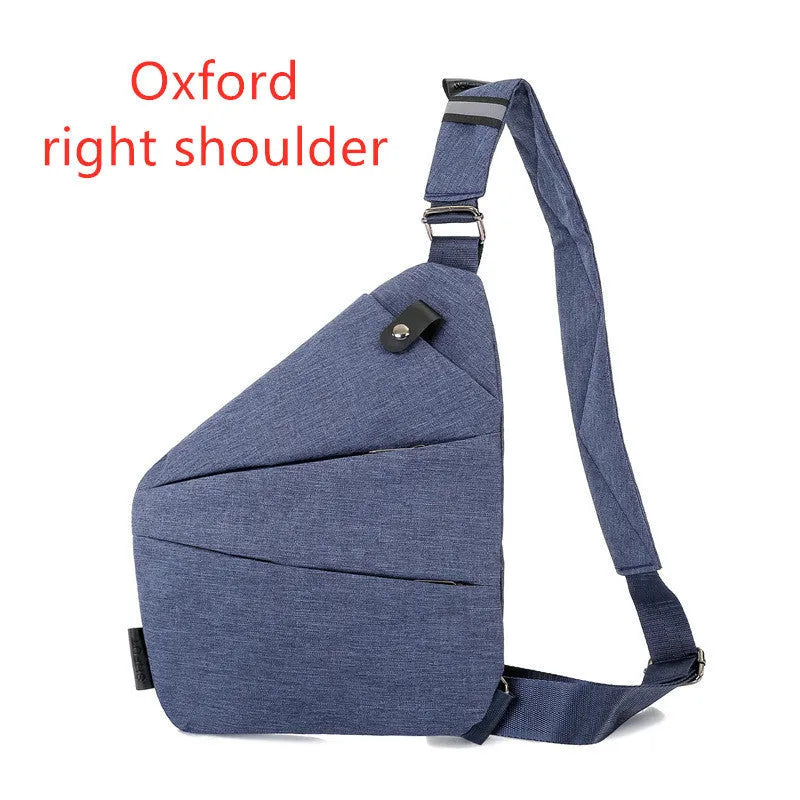 Anti-theft crossbody bag for men in black Oxford cloth with zipper closure