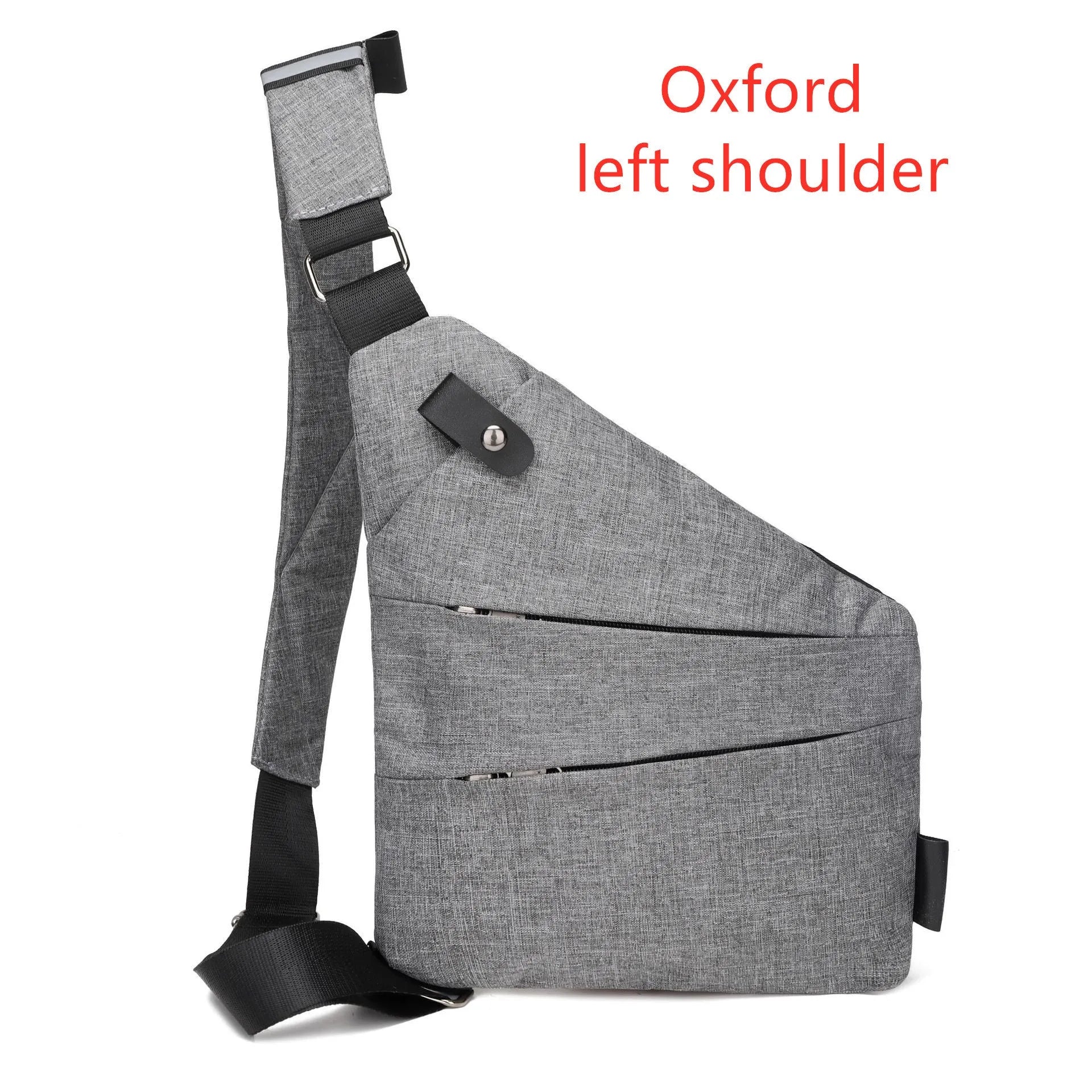 Anti-theft crossbody bag for men in black Oxford cloth with zipper closure