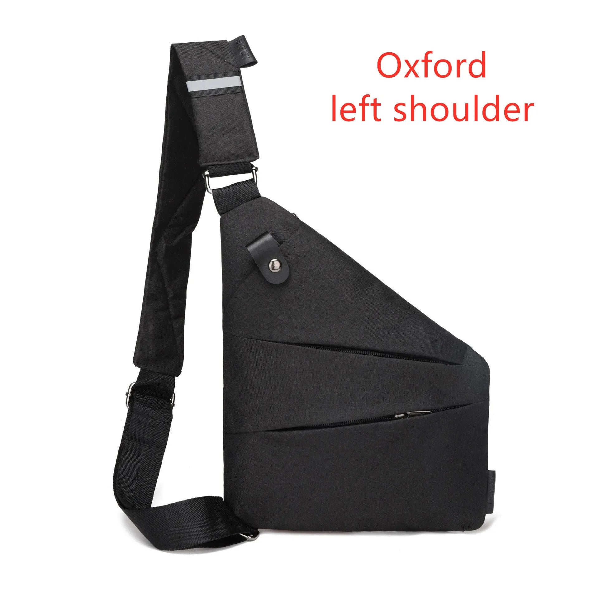 Anti-theft crossbody bag for men in black Oxford cloth with zipper closure