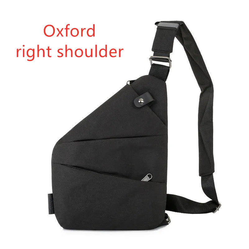 Anti-theft crossbody bag for men in black Oxford cloth with zipper closure