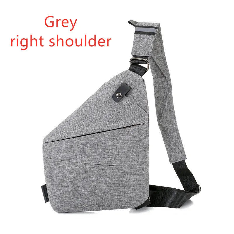 Anti-theft crossbody bag for men in black Oxford cloth with zipper closure