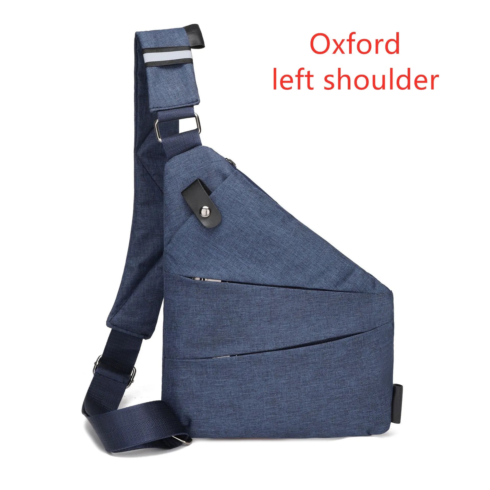 Anti-theft crossbody bag for men in black Oxford cloth with zipper closure