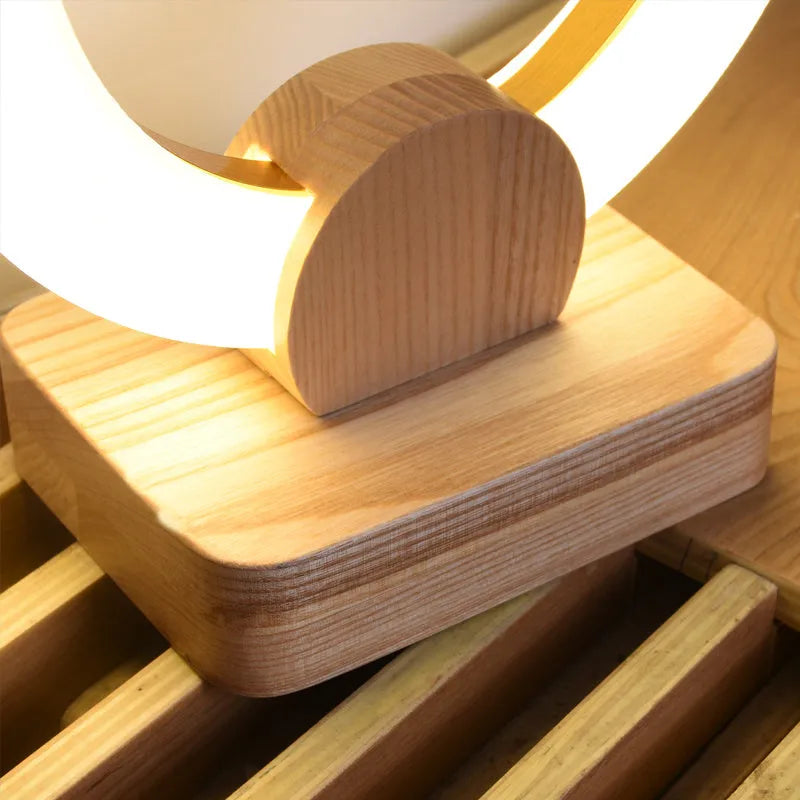 Wooden circular chandelier with acrylic shade in Nordic style design for living room or dining room