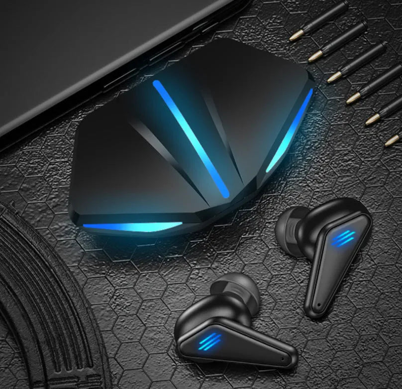 Blue K55 wireless Bluetooth gaming earbuds with TWS stereo and low latency for mobile gaming