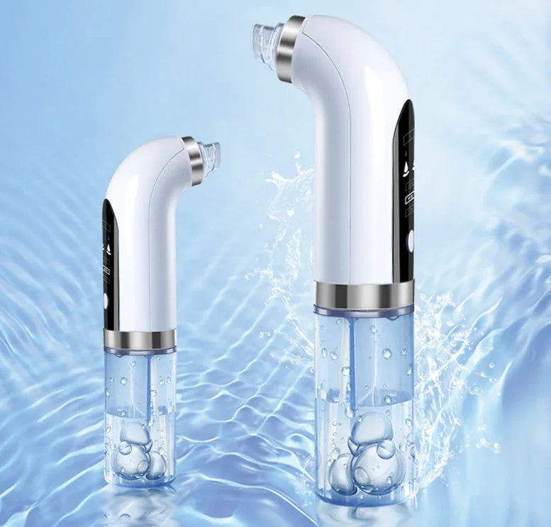 Upgraded blackhead remover pore vacuum cleaner in white with six replaceable probes and USB charger for home use