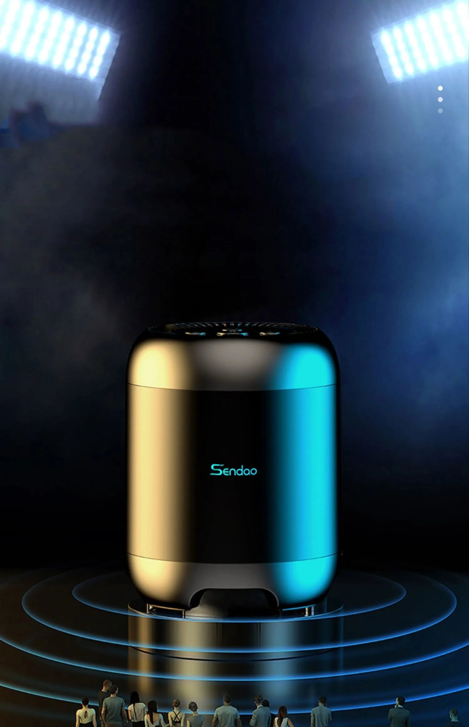 Small black wireless Bluetooth speaker with card reader slot and USB port