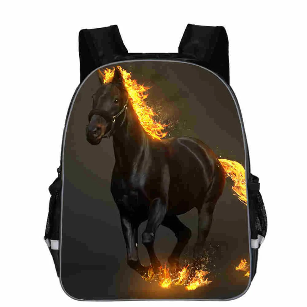 Horse cartoon design school backpack in polyester with multiple size options