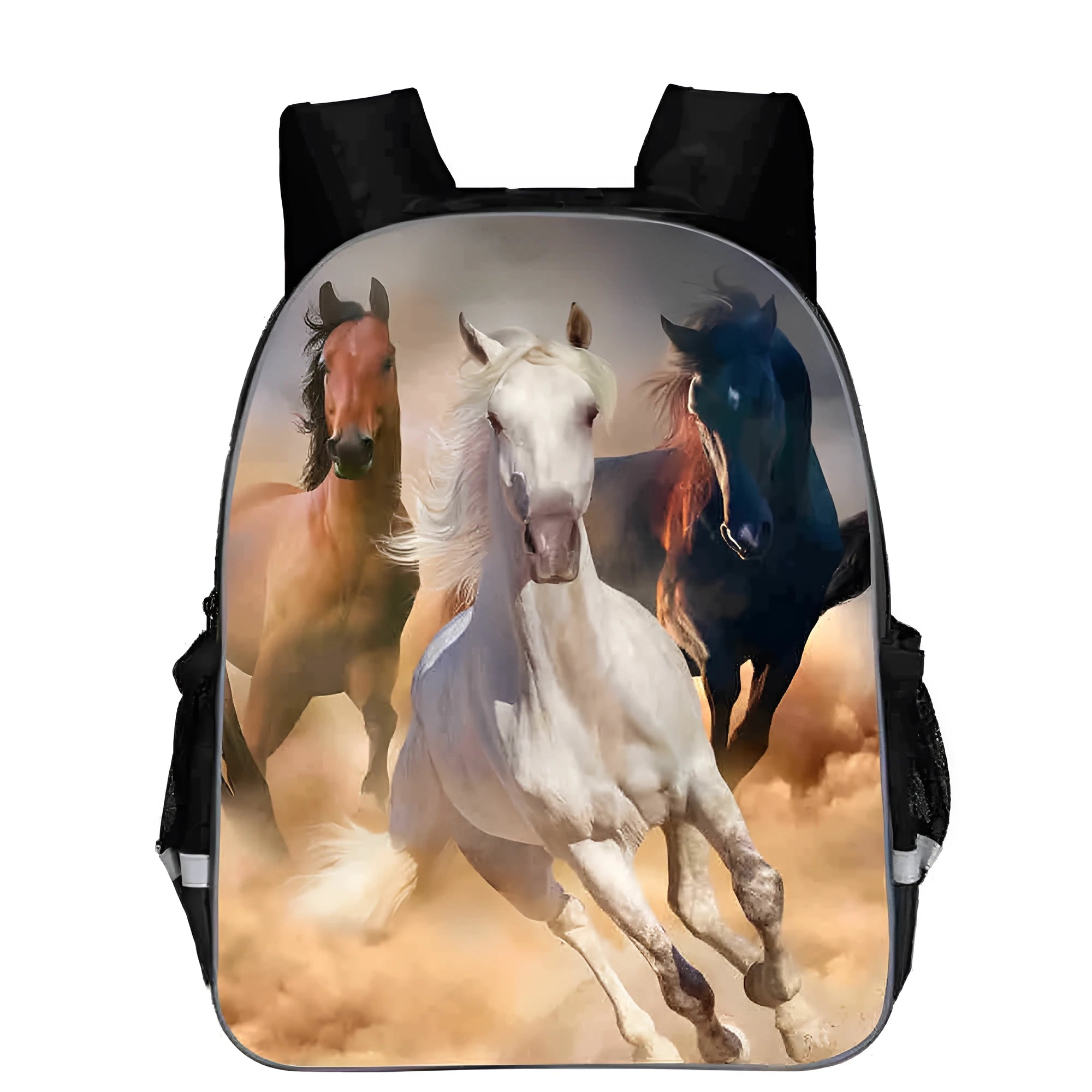 Horse cartoon design school backpack in polyester with multiple size options