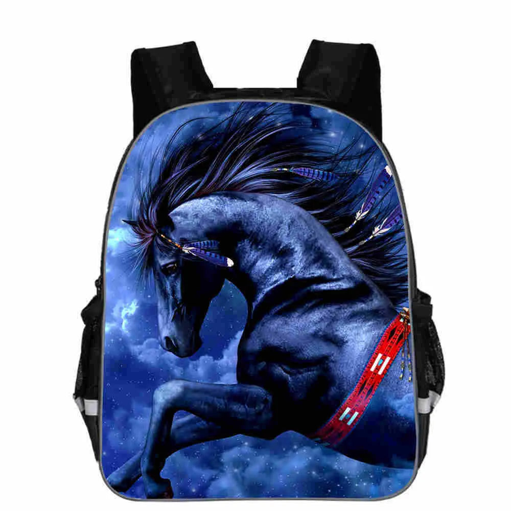 Horse cartoon design school backpack in polyester with multiple size options