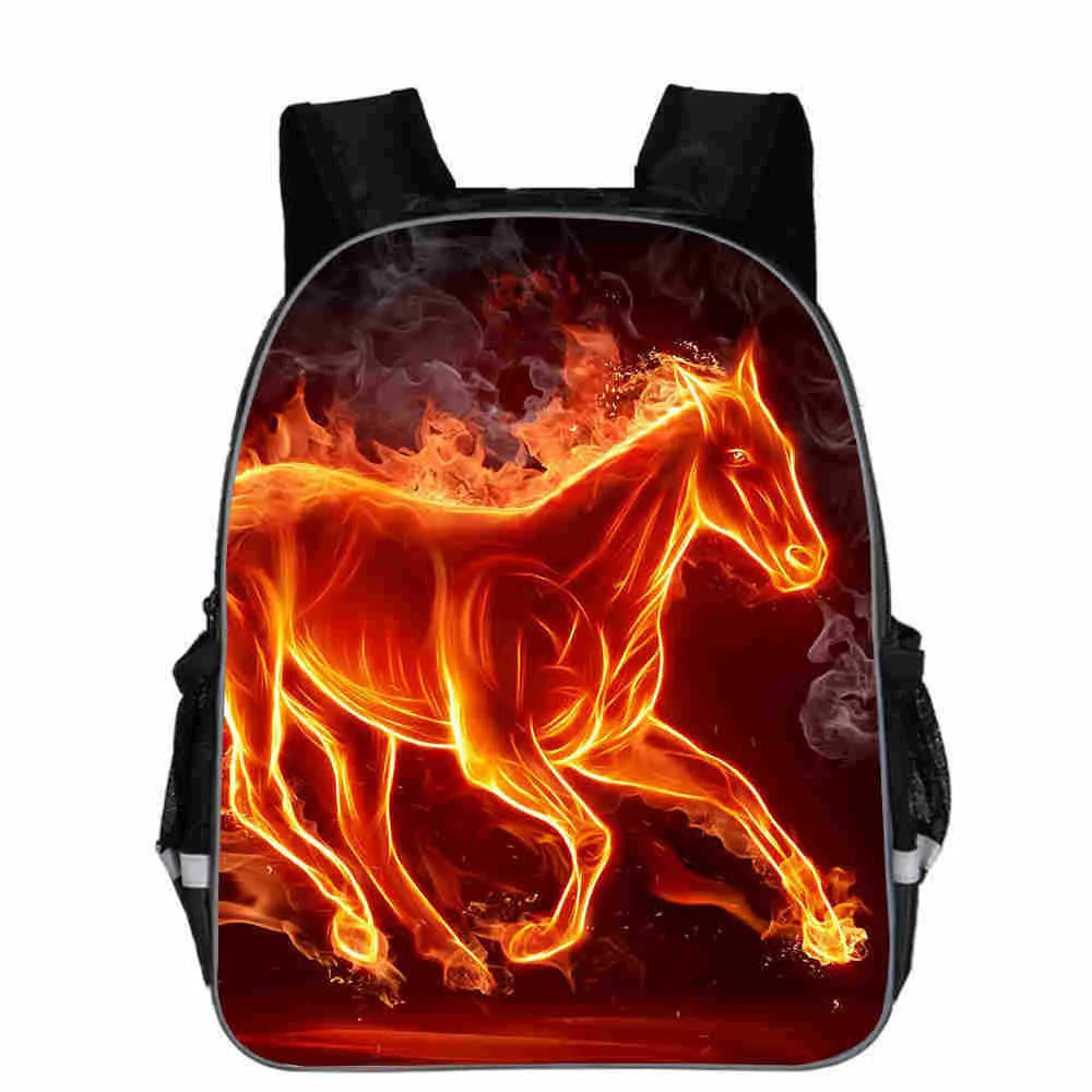 Horse cartoon design school backpack in polyester with multiple size options