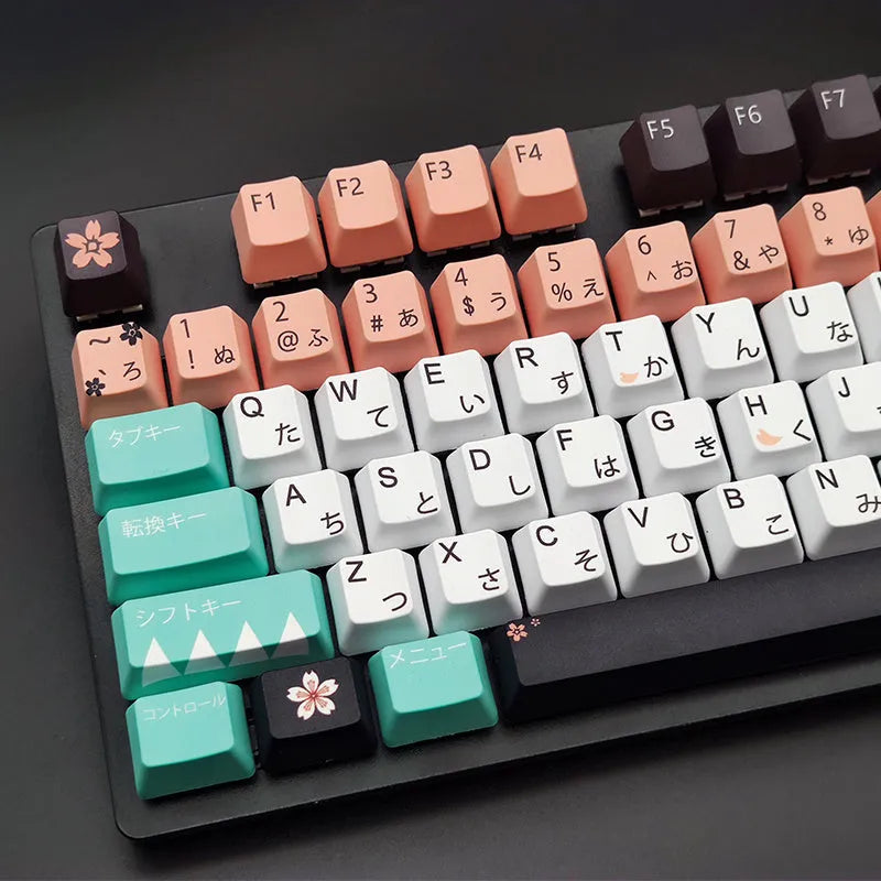 Green PBT plastic keycaps with Cherry profile for mechanical keyboards