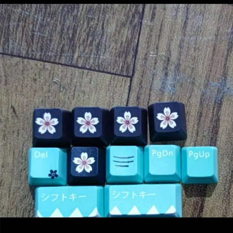 Green PBT plastic keycaps with Cherry profile for mechanical keyboards