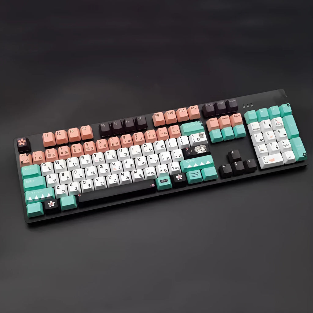 Green PBT plastic keycaps with Cherry profile for mechanical keyboards