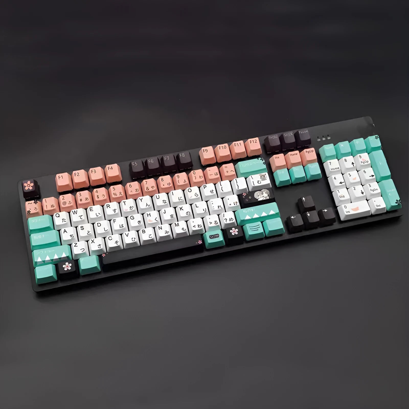 Green PBT plastic keycaps with Cherry profile for mechanical keyboards