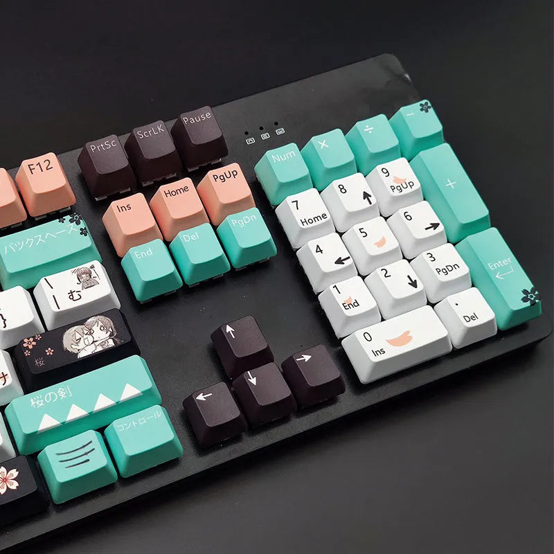 Green PBT plastic keycaps with Cherry profile for mechanical keyboards