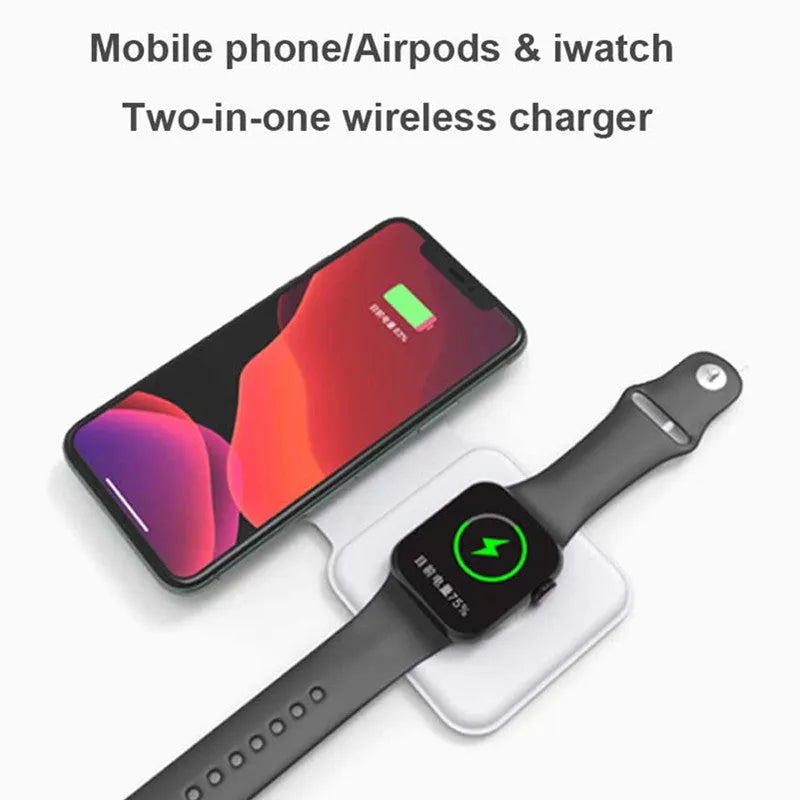 White 2 in 1 magnetic wireless charging dock with foldable design showing dual charging surfaces