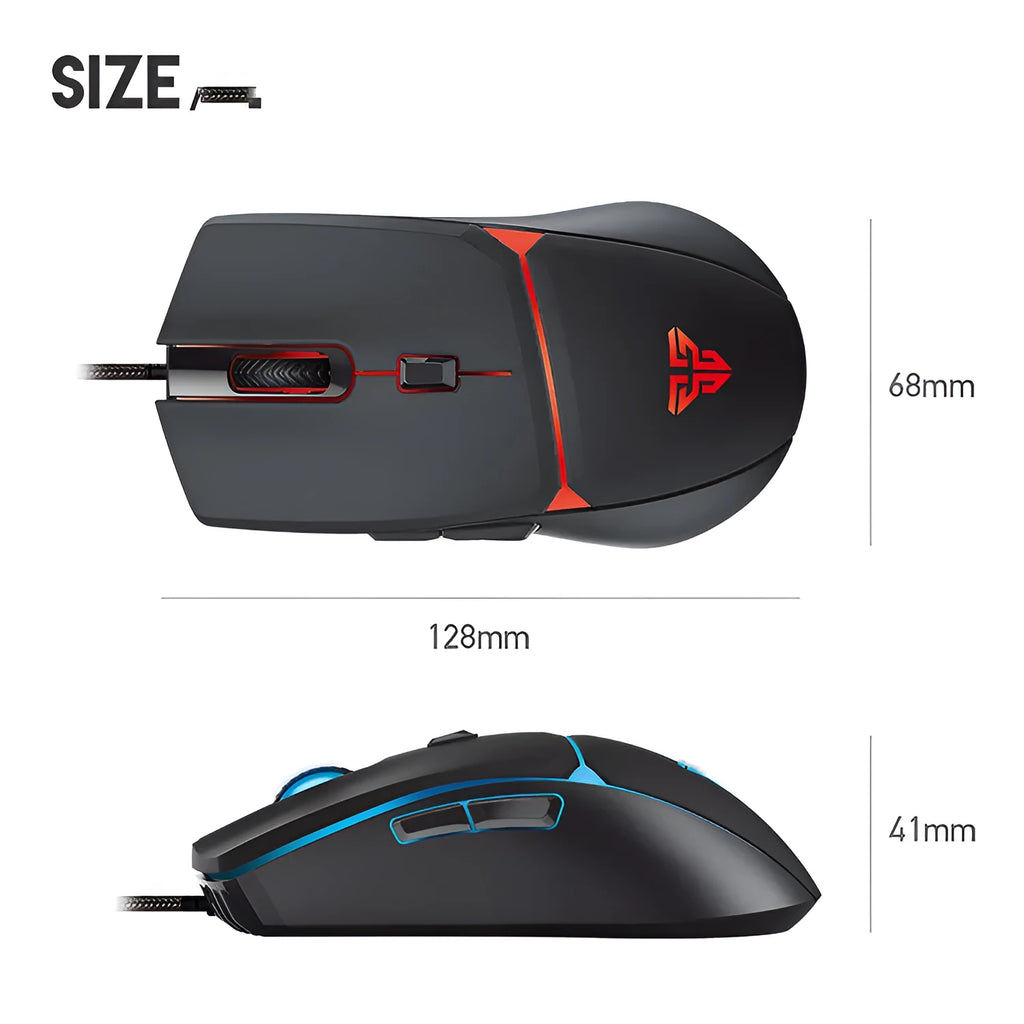 Fantech Vx7 wired gaming mouse with 6D macro buttons, 8200 DPI optical sensor, ergonomic design, black colour