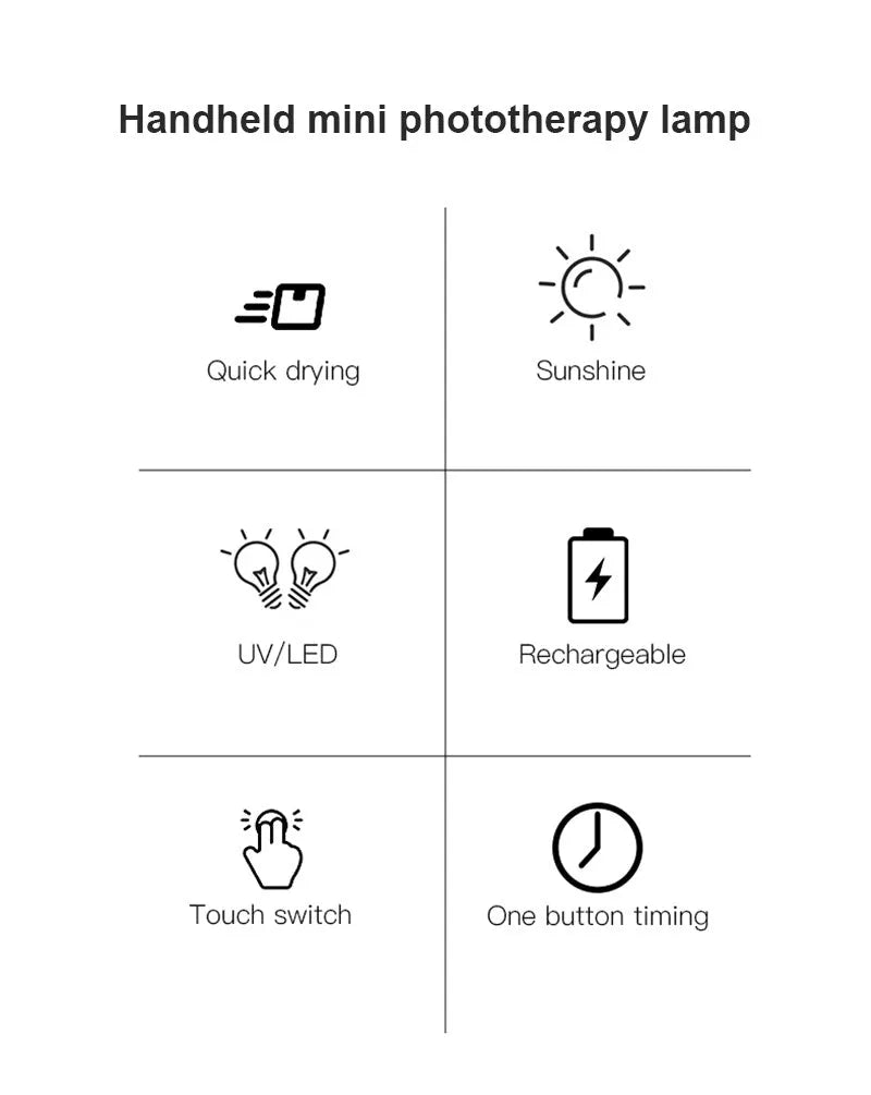 White portable 5W UV LED nail lamp with 3 beads and Micro USB charging on a table