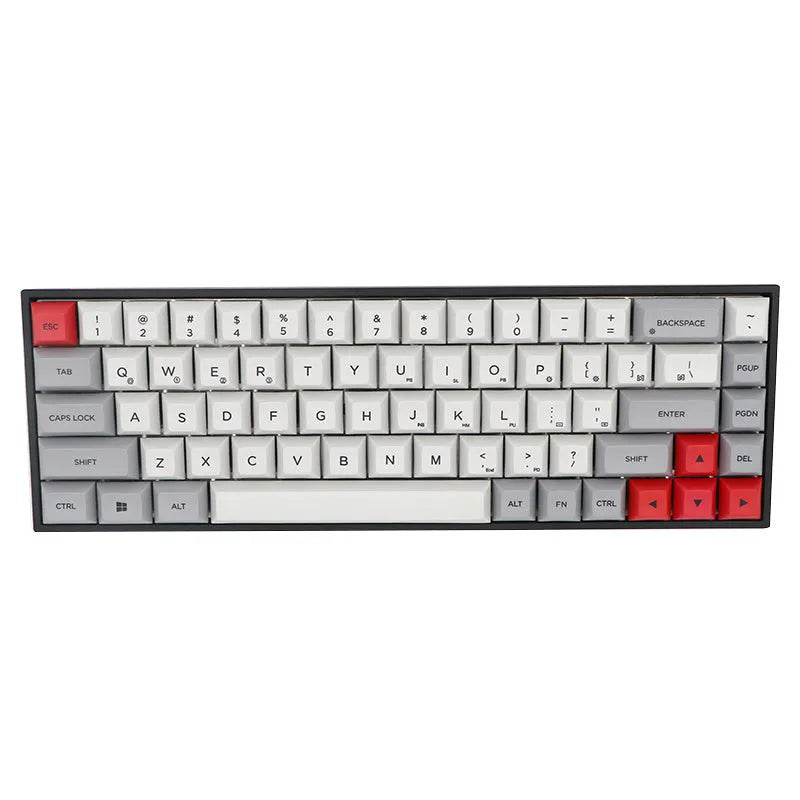 68-key PBT mechanical keyboard keycap set showing multiple colour options including blue, grey and pink
