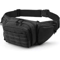 Men's tactical multifunctional waist bag in black or khaki with adjustable belt for unisex use.