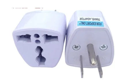 Multi-country conversion plug with AU EU UK US compatibility, ABS and galvanised iron sheet construction