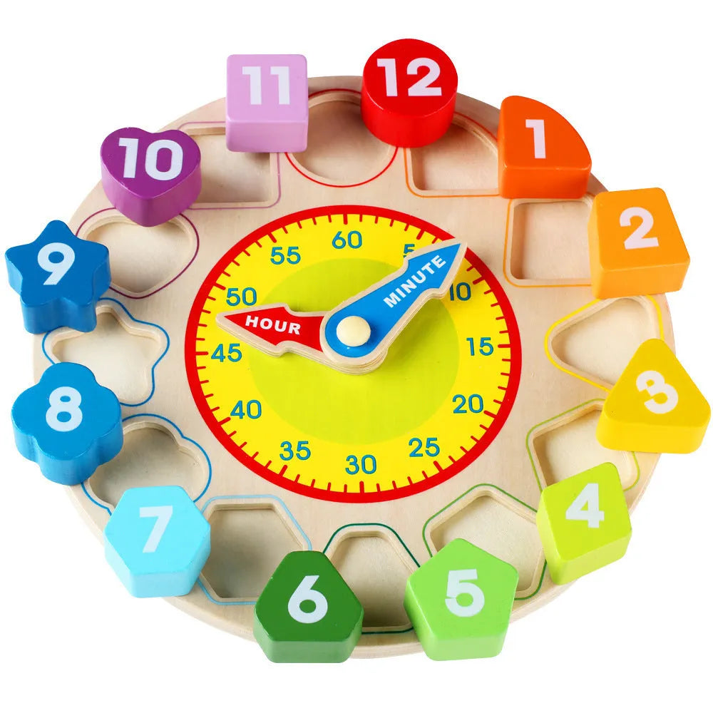 Wooden rainbow digital clock for children early education cognitive learning toy