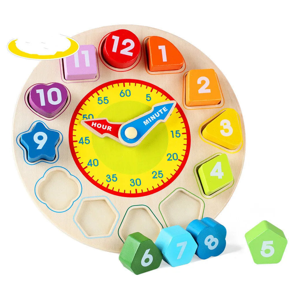 Wooden rainbow digital clock for children early education cognitive learning toy