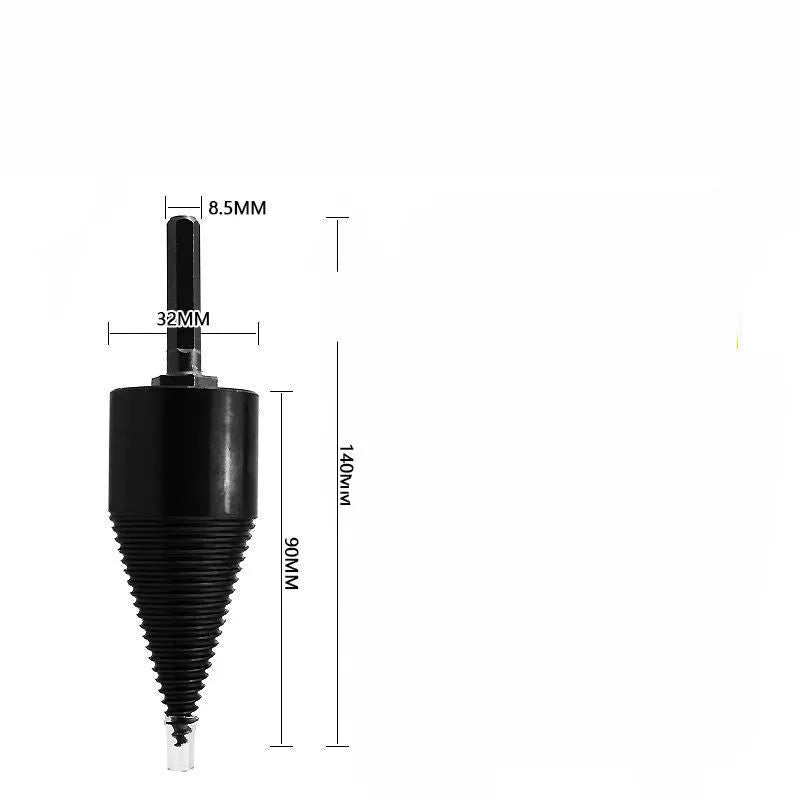 Hexagonal metal wood splitting drill bit with cone tip for electric hand drills and hammers.