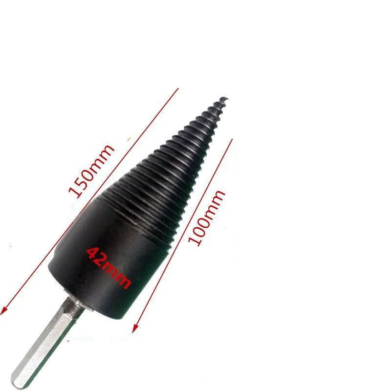 Hexagonal metal wood splitting drill bit with cone tip for electric hand drills and hammers.