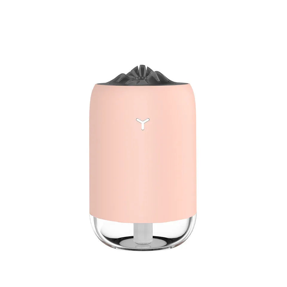 Magic Flame Humidifier columnar aroma diffuser with LED light effect in white, blue, or pink colours