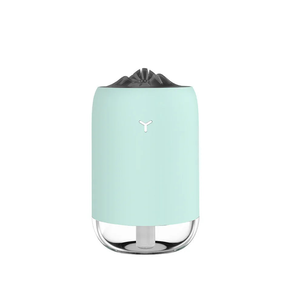 Magic Flame Humidifier columnar aroma diffuser with LED light effect in white, blue, or pink colours