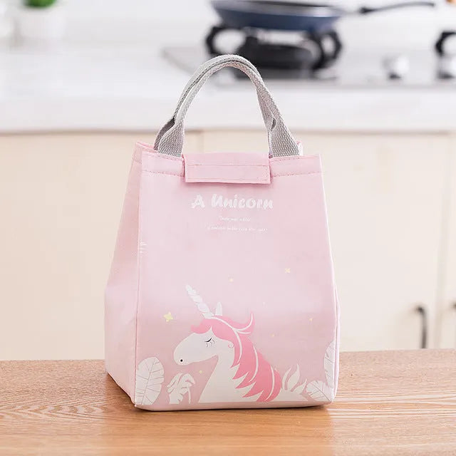 Thickened thermal insulation lunch bag in Oxford cloth with carrying handle and multiple colour pattern options