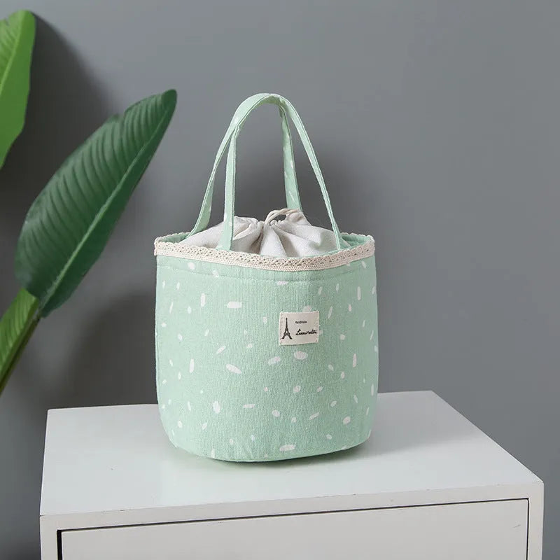 Thickened thermal insulation lunch bag in Oxford cloth with carrying handle and multiple colour pattern options