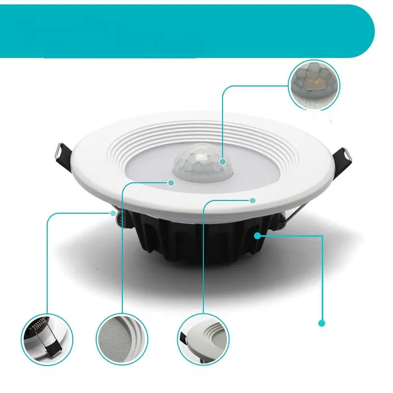 Infrared body sensing aluminium LED down light for kitchen study toilet installation