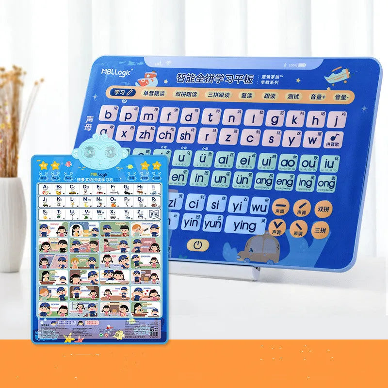 Chinese spelling training audio wall chart educational toy for children with pinyin cards